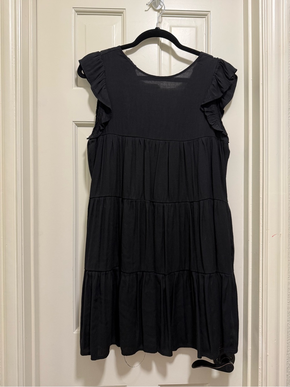 After Market Black Ruffle Sleeve Tiered Babydoll Dress